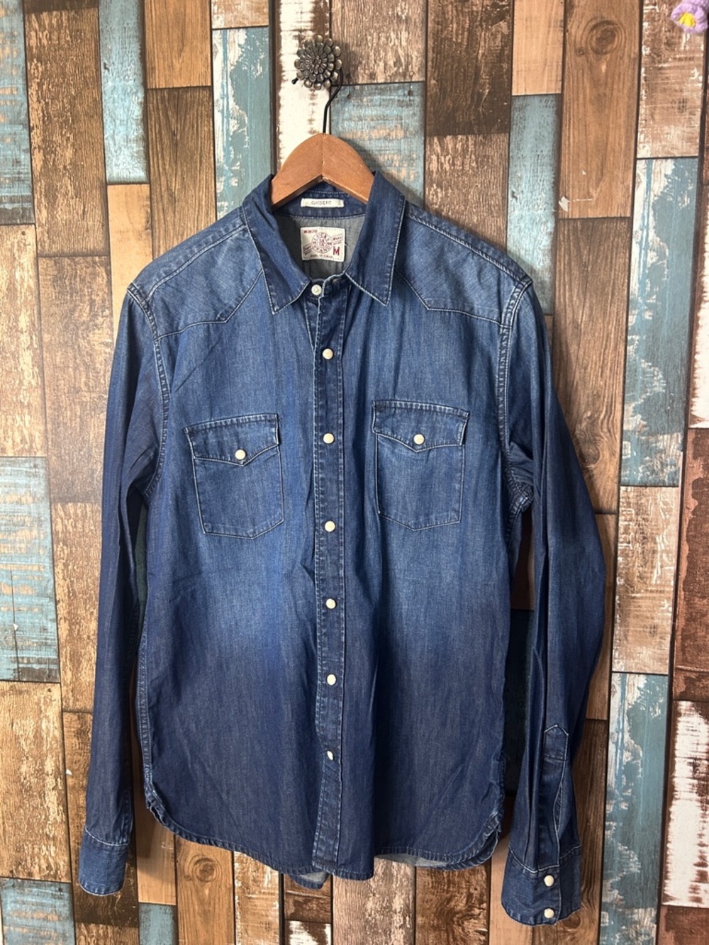 Lucky Brand Men's Denim snap Button-Up Shirt in Blue